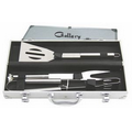 3-Piece Stainless Steel BBQ Tool Set in Aluminum Case